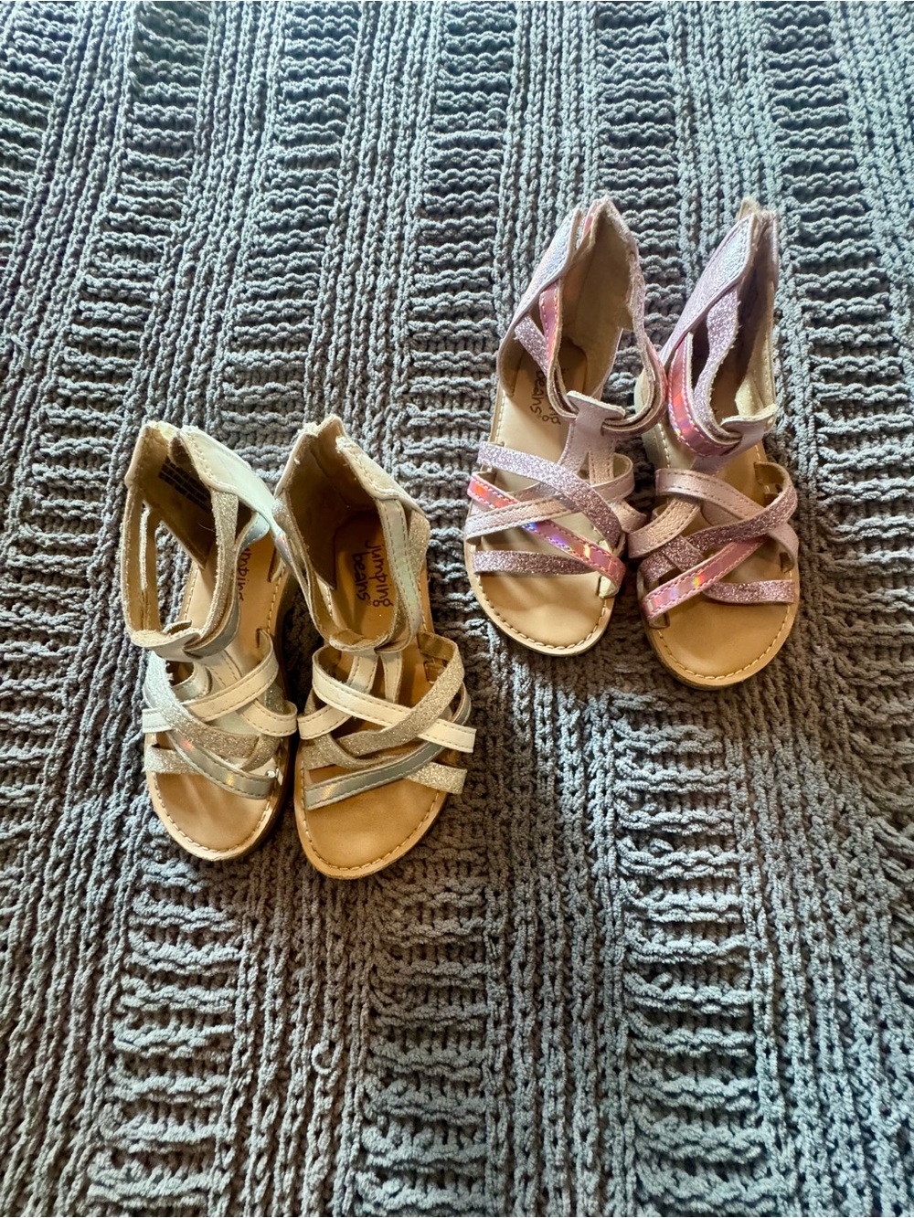 Jumping Beans Glitter Strap Sandals - Pink and Silver
